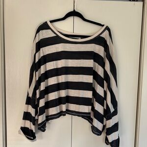 We The Free Black and Cream Striped Top